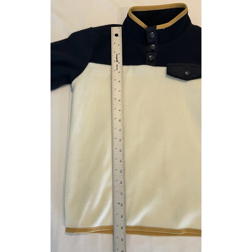 7 For All Mankind Snap Fleece Pullover Sweatshirt Cream Navy Yellow Boys Sz 7